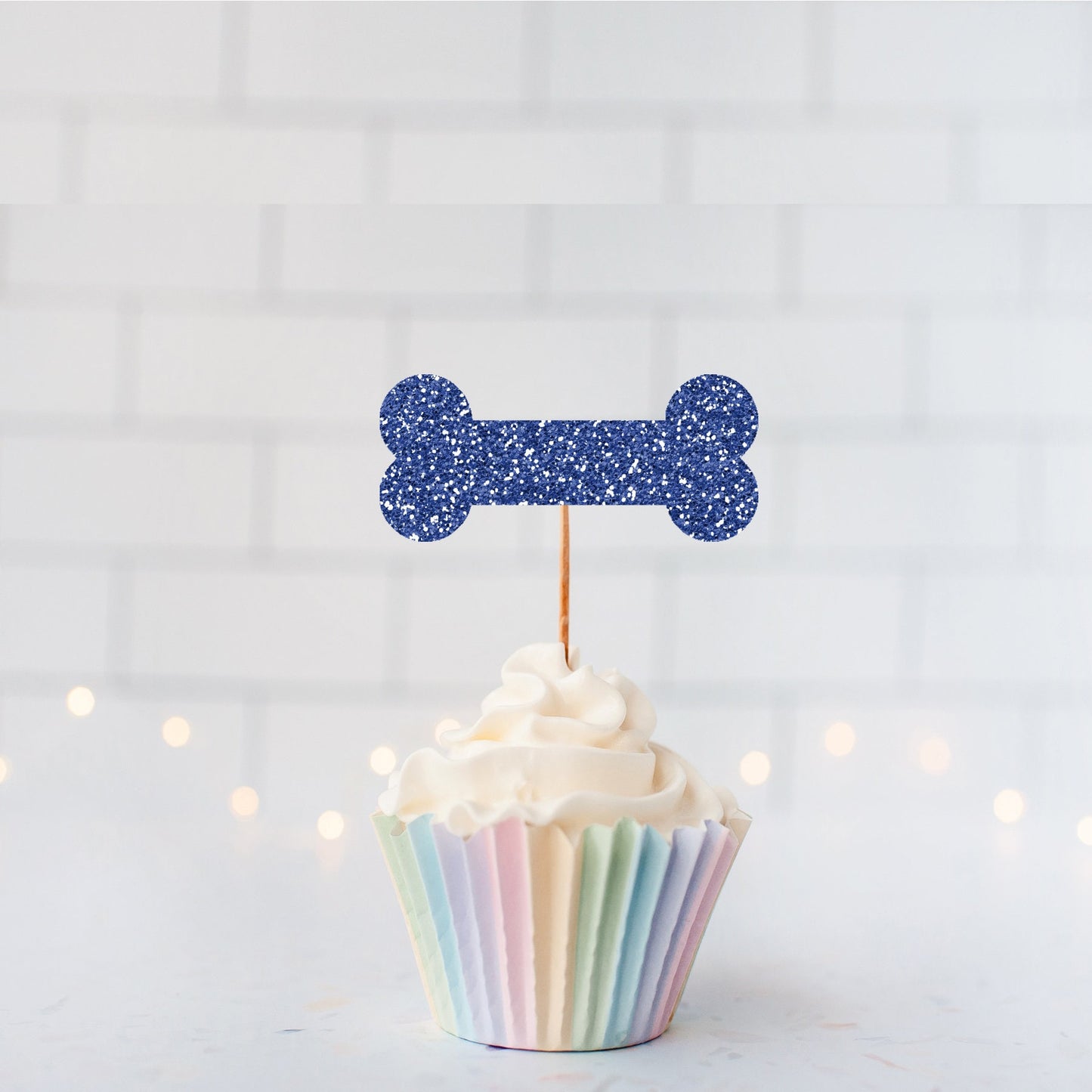 Glitter Dog Bone Cupcake Toppers