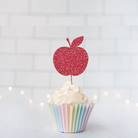 Glitter Apple Cupcake Toppers