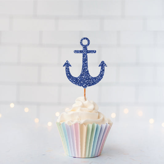Glitter Anchor Cupcake Toppers