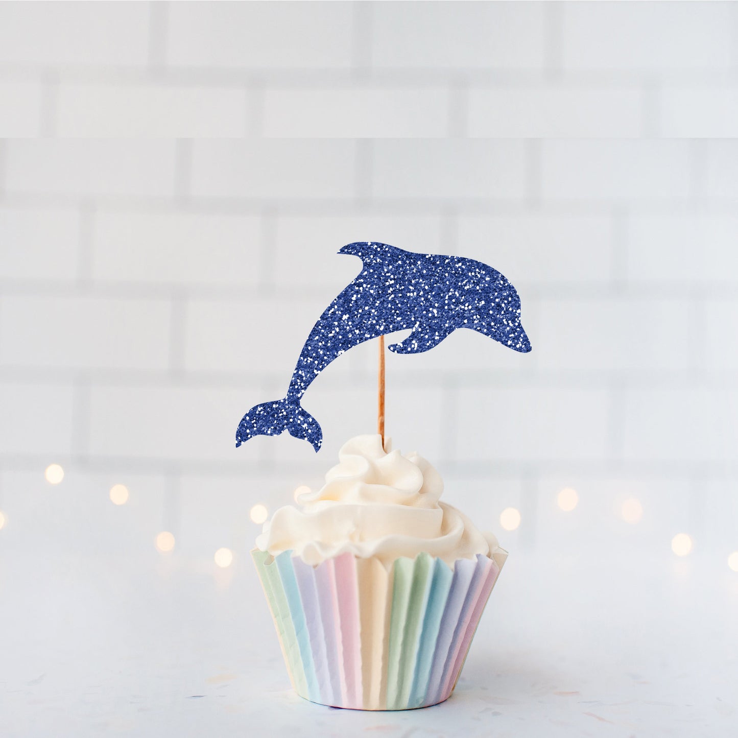 Glitter Dolphin Cupcake Toppers