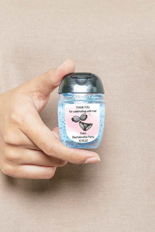 Lingerie Shower Hand Sanitizer Labels - Labels ONLY