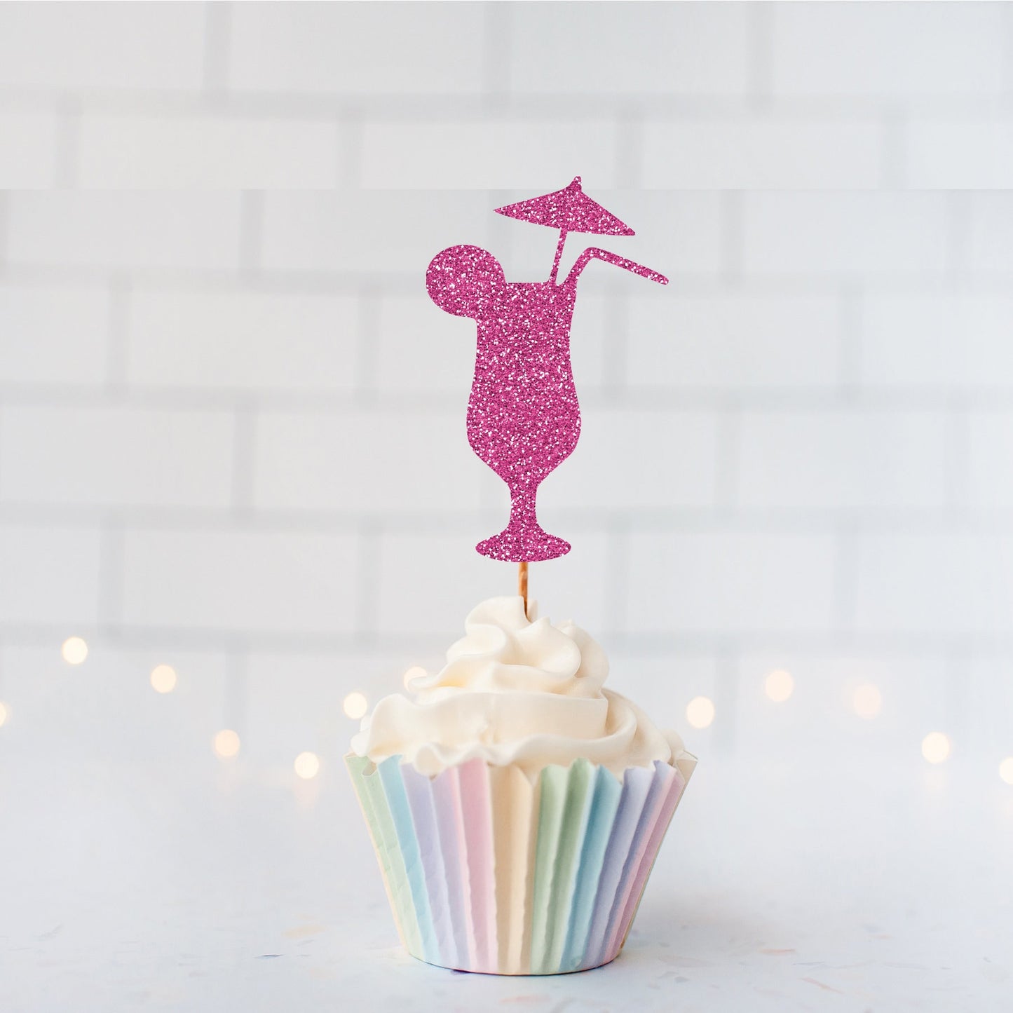 Glitter Tropical Drink Cupcake Toppers