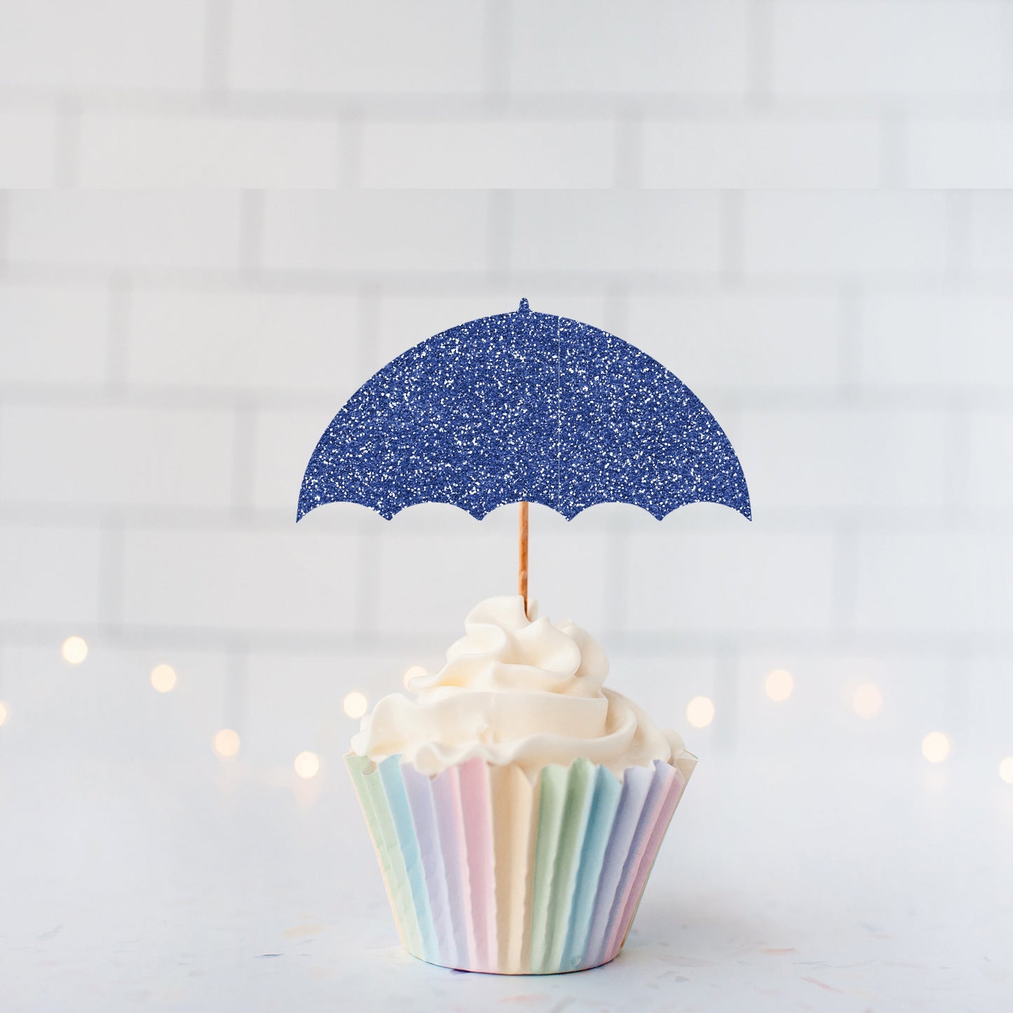 Glitter Umbrella Cupcake Toppers