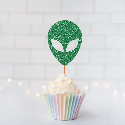 Glitter Alien Cupcake Toppers