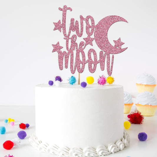 Glitter Two The Moon Cake Topper
