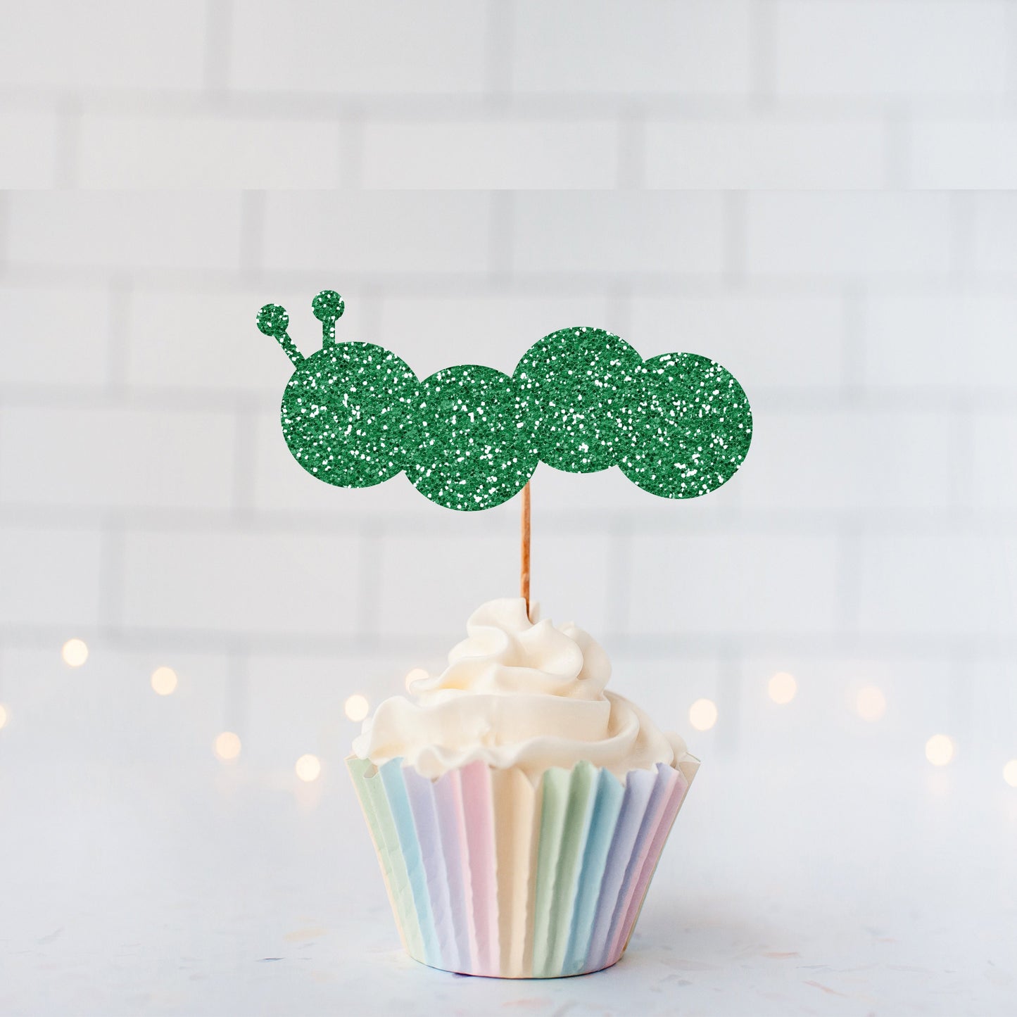 Glitter Caterpillar Cupcake Toppers