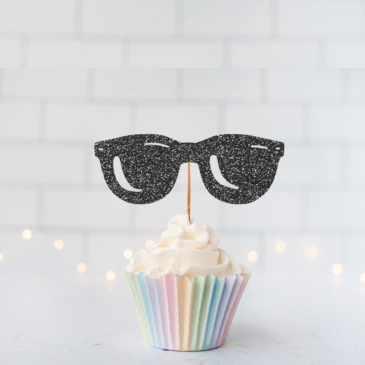 Glitter Sunglasses Cupcake Toppers