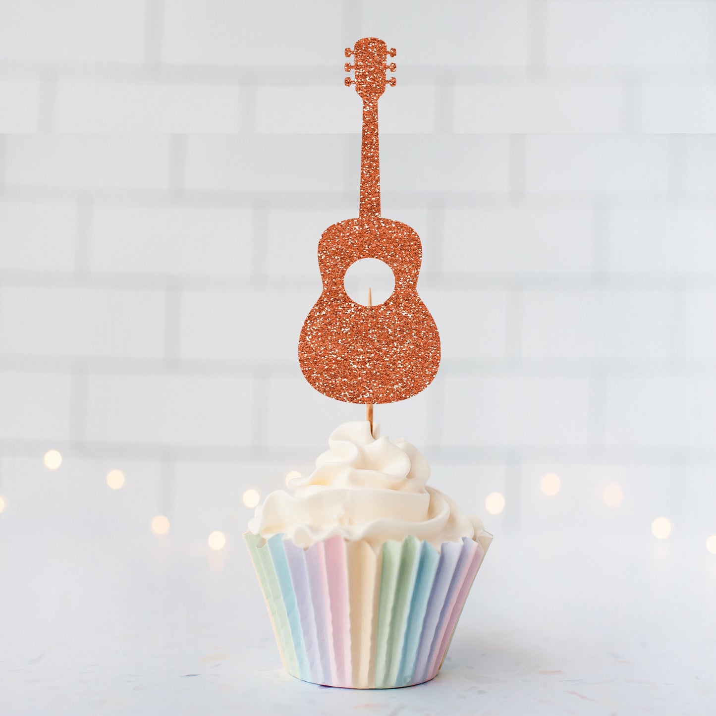 Glitter Guitar Cupcake Toppers