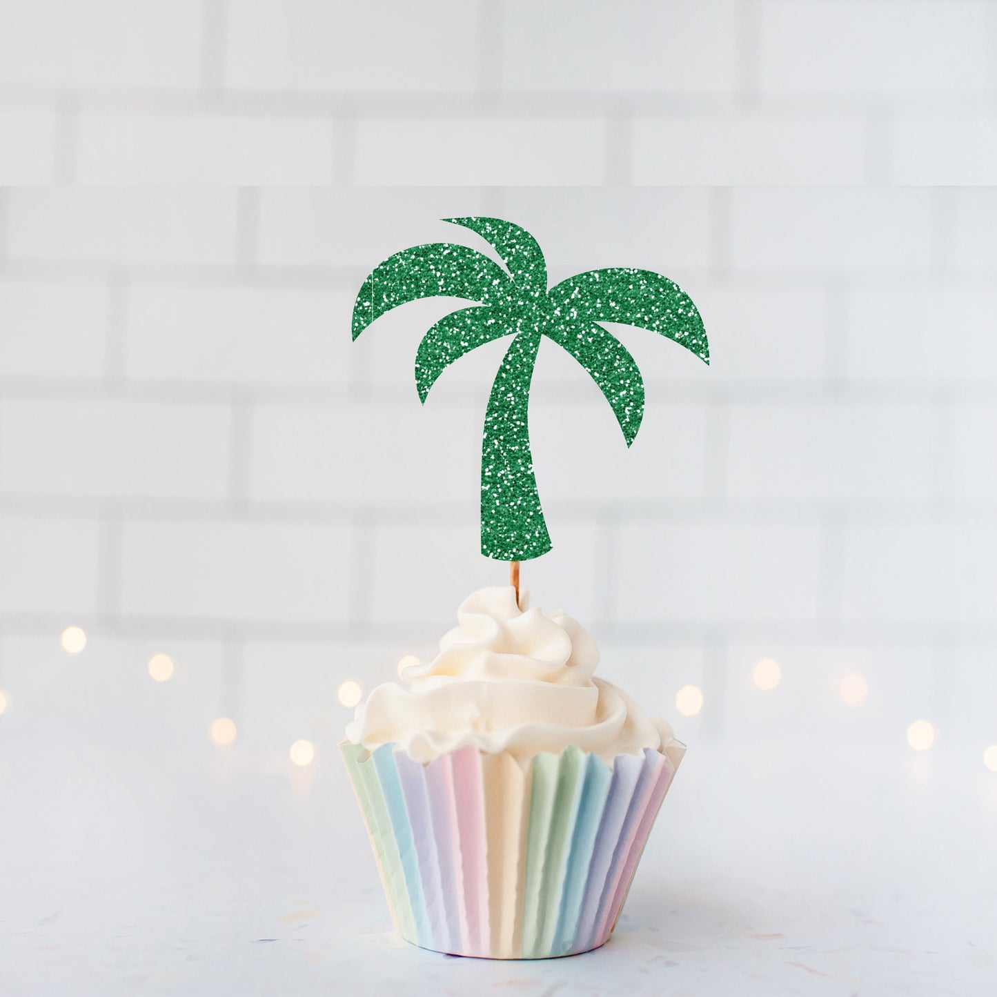 Glitter Palm Tree Cupcake Toppers