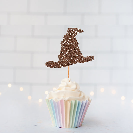 Glitter Wizard Hat Cupcake Toppers