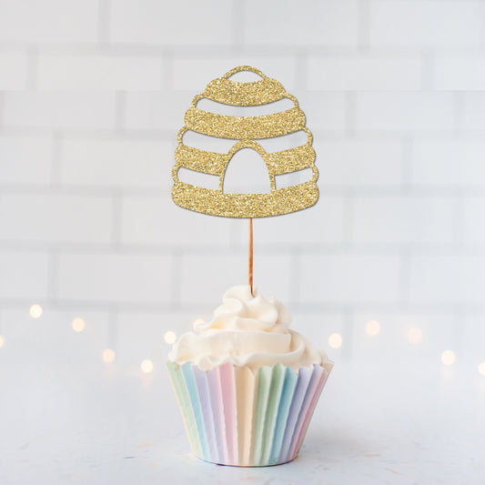 Glitter Bee Hive Cupcake Toppers