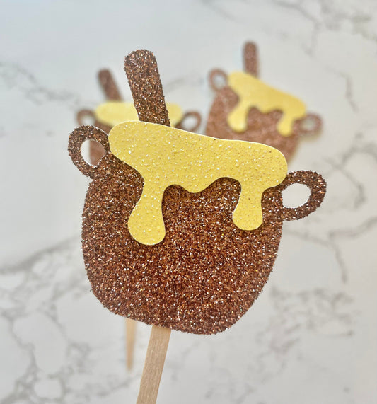 READY TO SHIP Glitter Honey Pot Cupcake Toppers