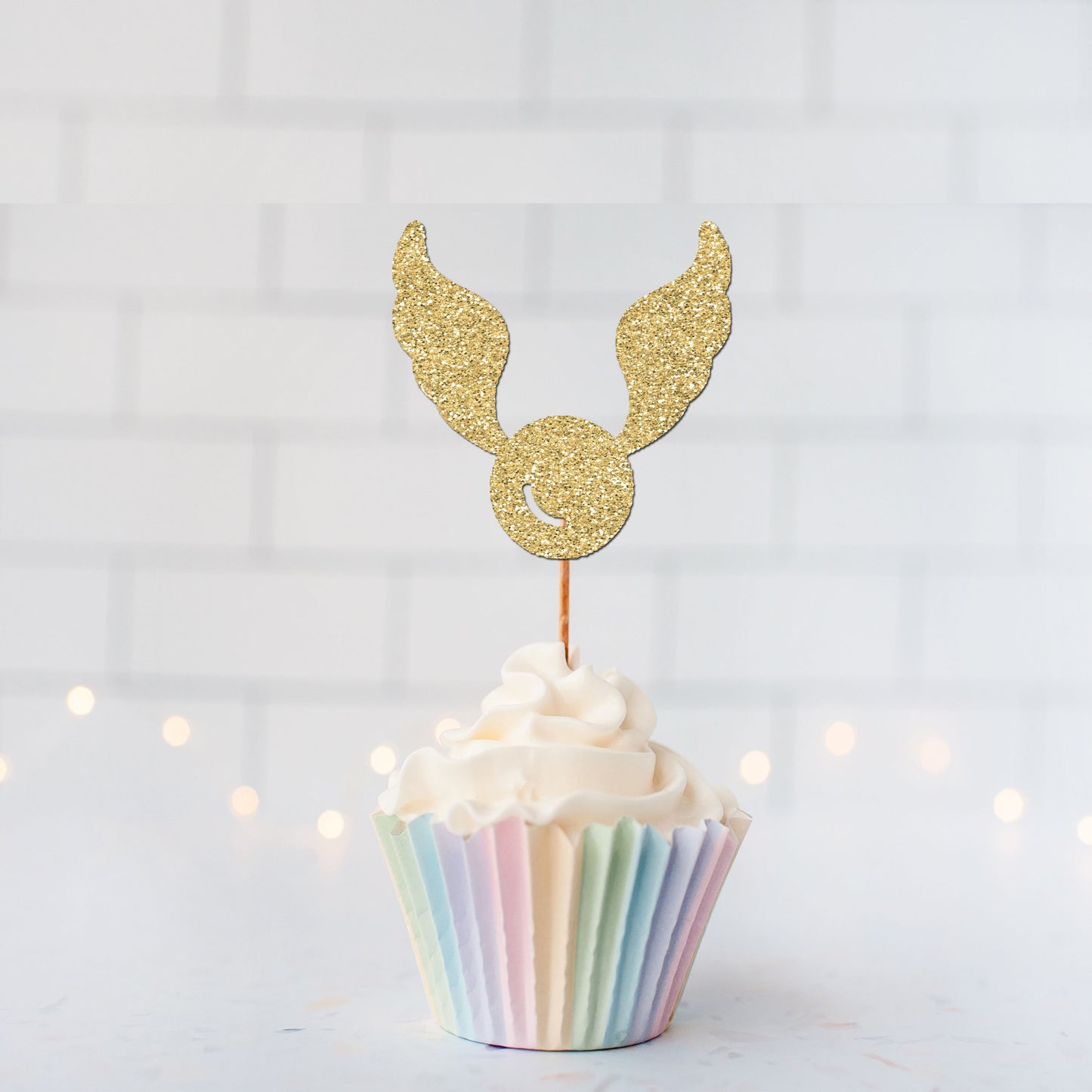 Glitter Wizard Winged Ball Cupcake Toppers