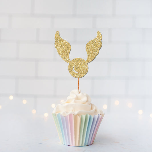 Glitter Wizard Winged Ball Cupcake Toppers