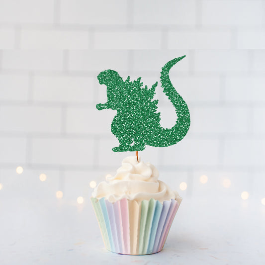 Glitter Titan Lizard Inspired Cupcake Toppers