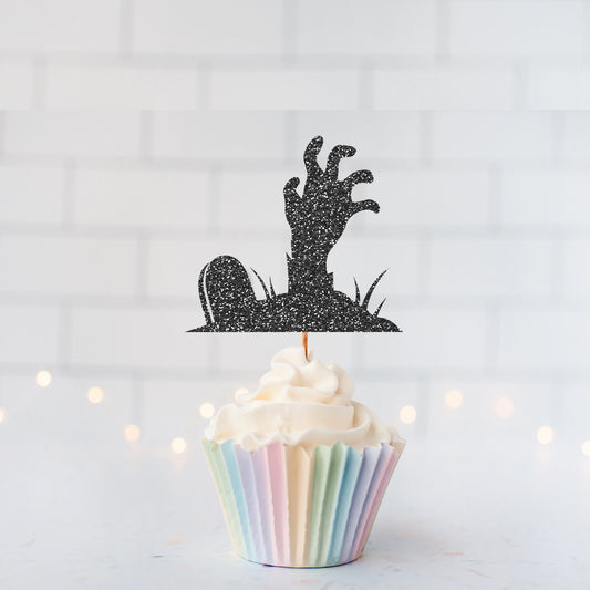 Glitter Zombie Hand Cupcake Toppers