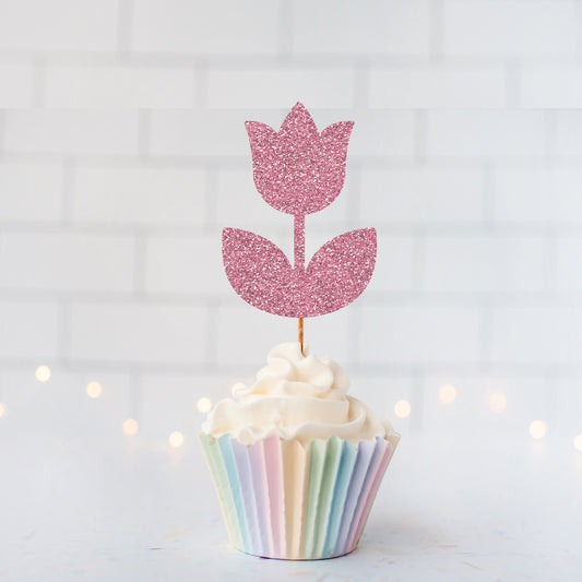 Glitter Tulip Cupcake toppers