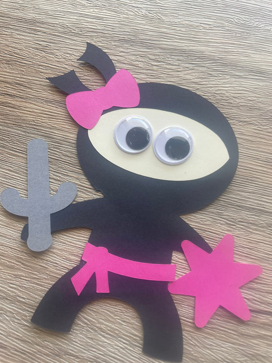 Make Your Own Ninja Stick Puppet Paper Craft Kit - Girl Version