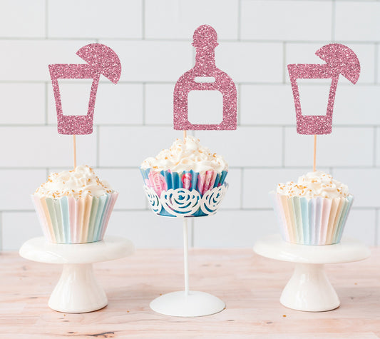 Glitter Tequila Cupcake toppers