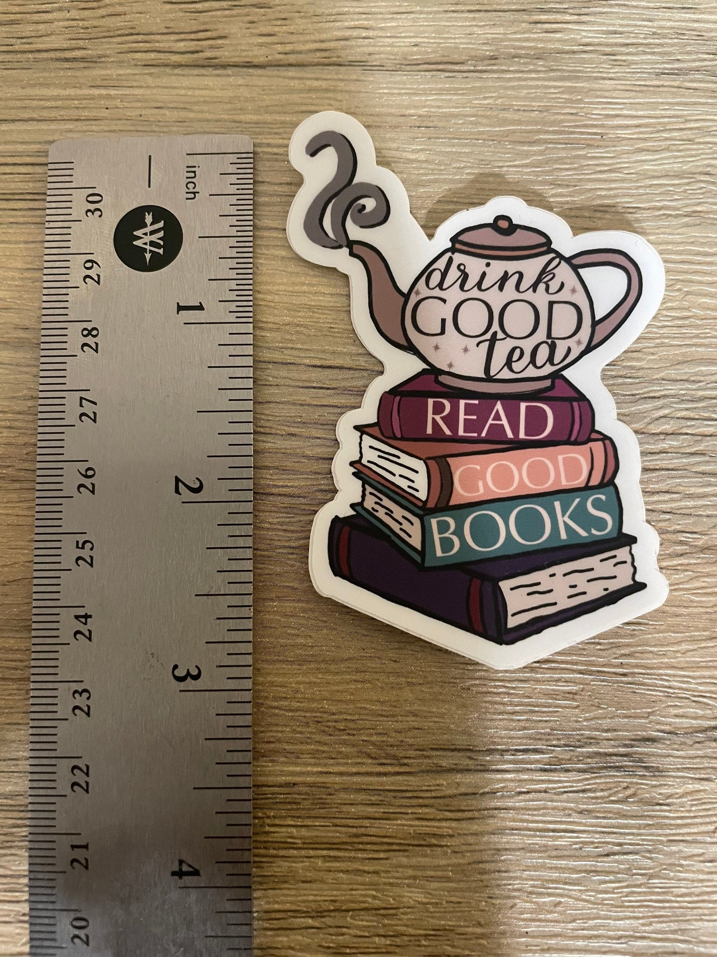 Read Good Books, Drink Good Tea Vinyl Stickers