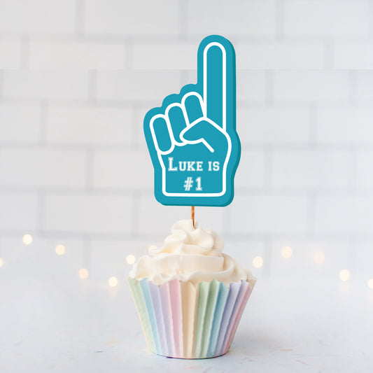 Personalized Foam Finger Printed Cupcake Toppers