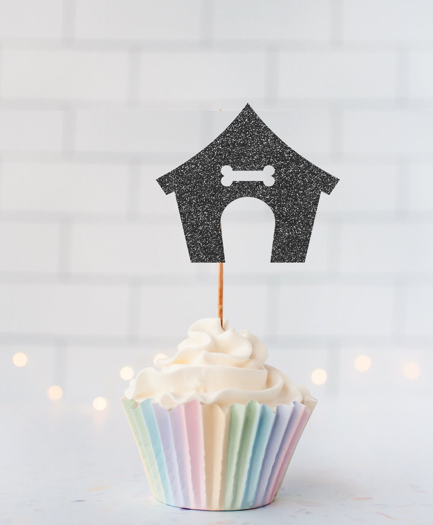 Glitter Dog House Cupcake Toppers