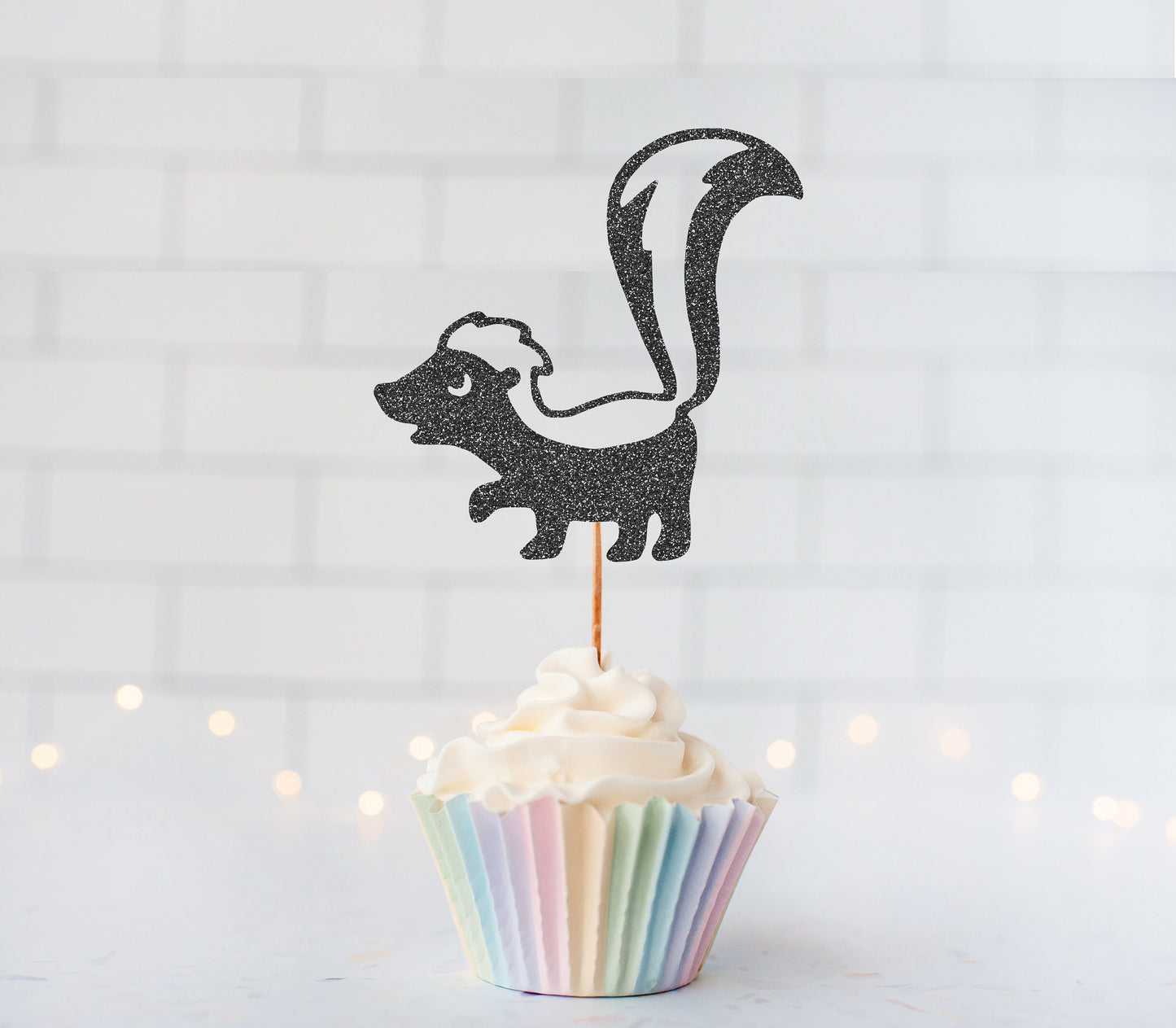 Glitter Skunk Cupcake toppers