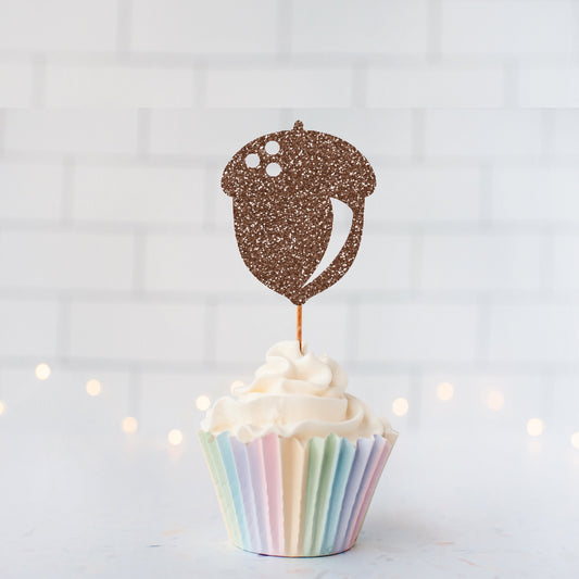 Glitter Acorn Cupcake Toppers