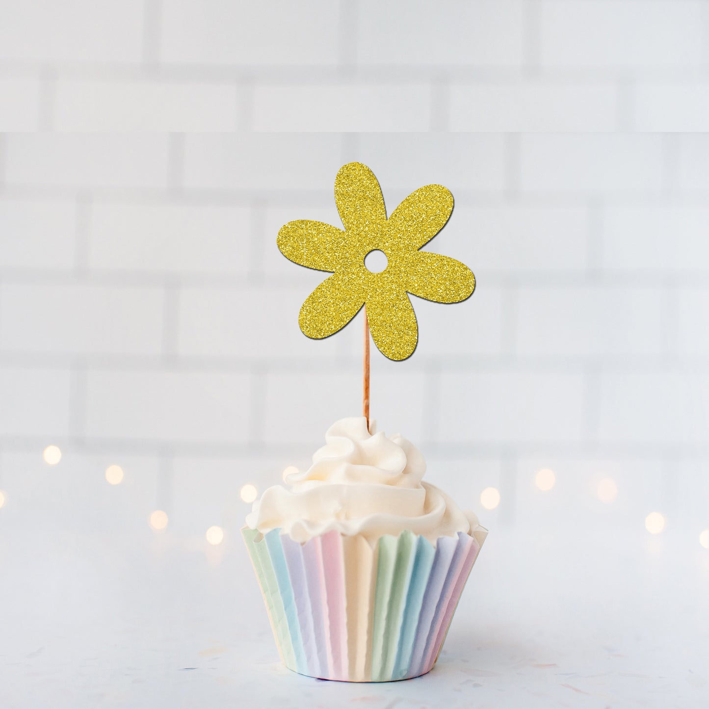 Glitter Daisy Cupcake toppers