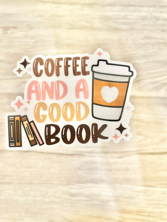 Coffee And A Good Book Vinyl Sticker