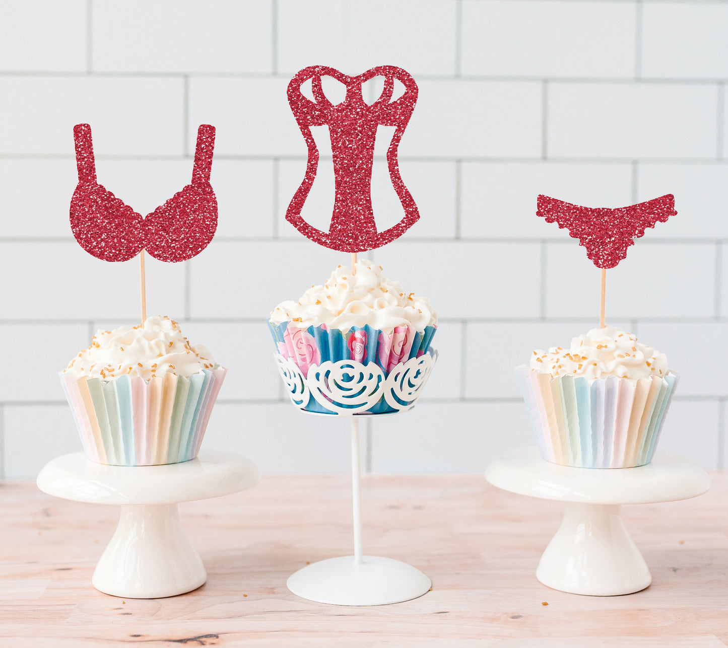 Glitter Lingerie Cupcake Toppers