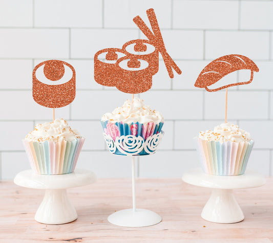 Glitter Sushi Cupcake Toppers