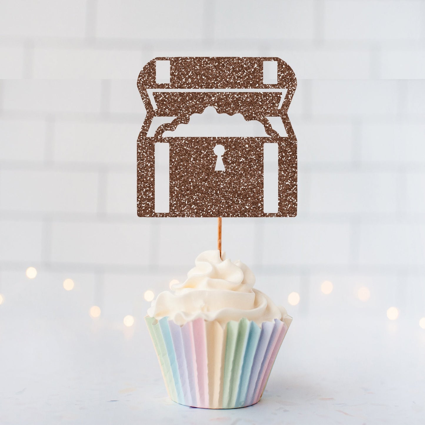 Glitter Pirate Treasure Chest Cupcake Toppers