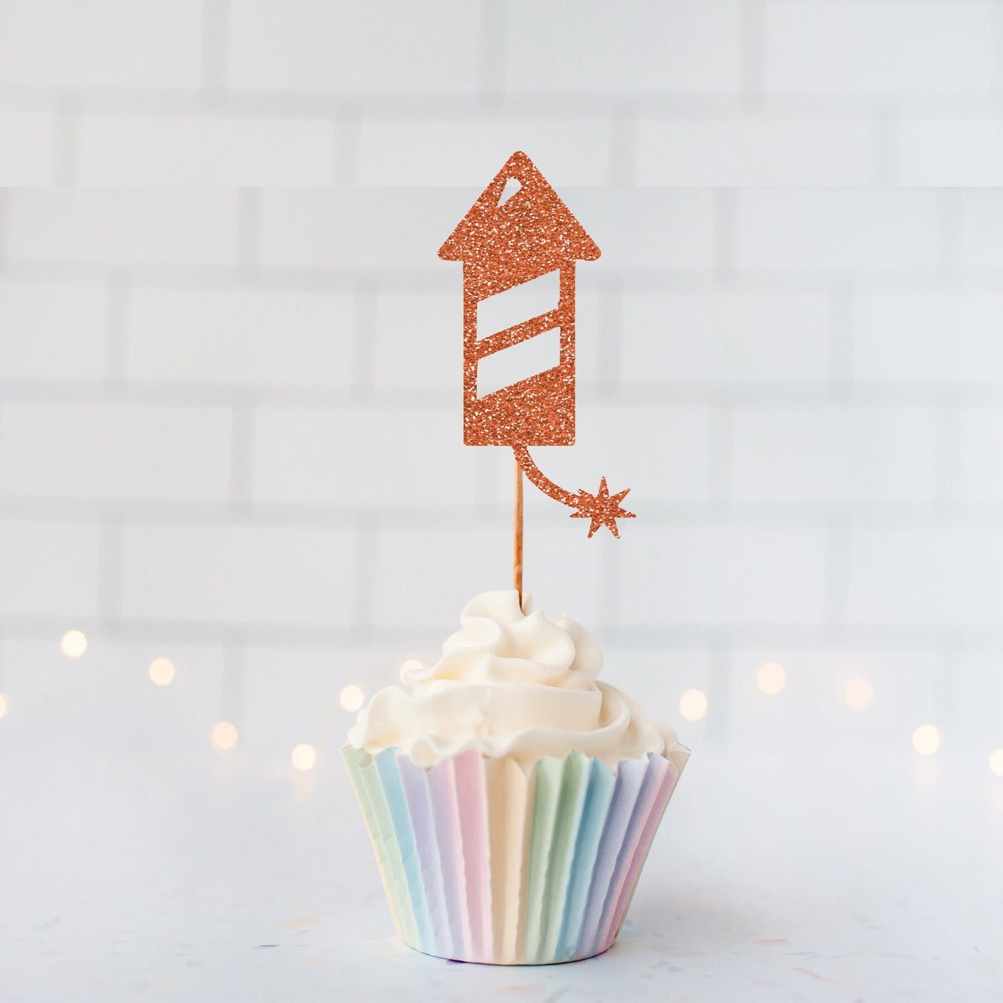 Glitter Firecracker Cupcake Toppers