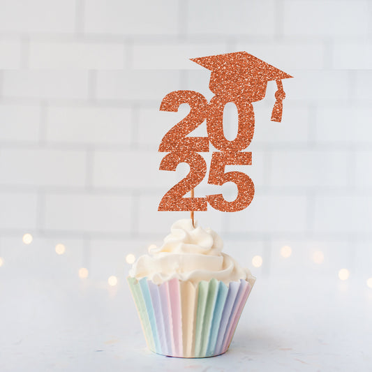 READY TO SHIP Glitter Class Of 2025 Cupcake Toppers