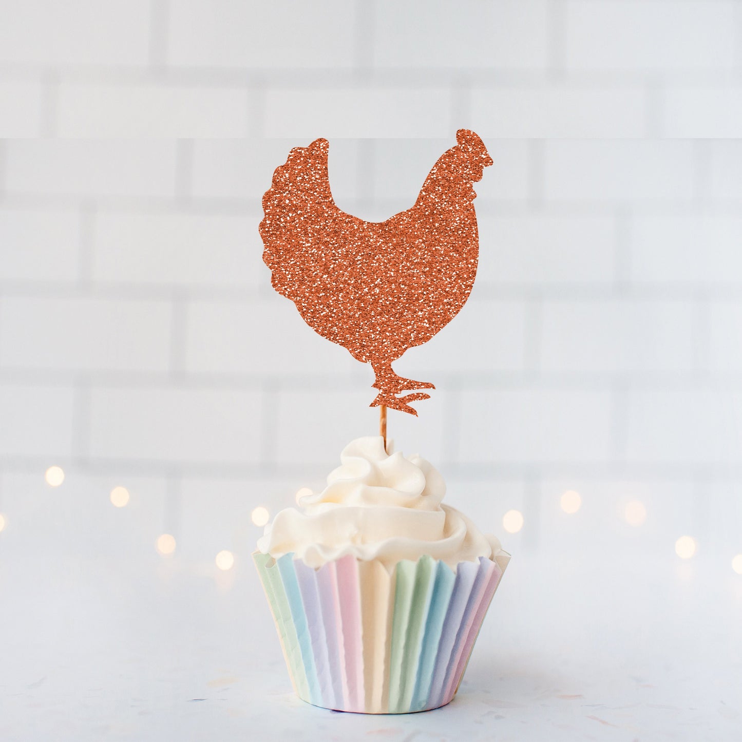 Glitter Chicken Cupcake Toppers