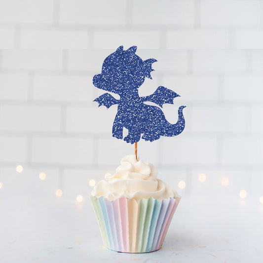 Glitter Baby Dragon Cupcake Toppers