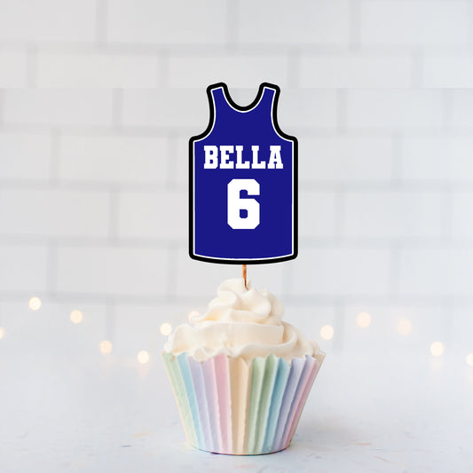 Personalized Basketball Jersey Printed Cupcake Toppers