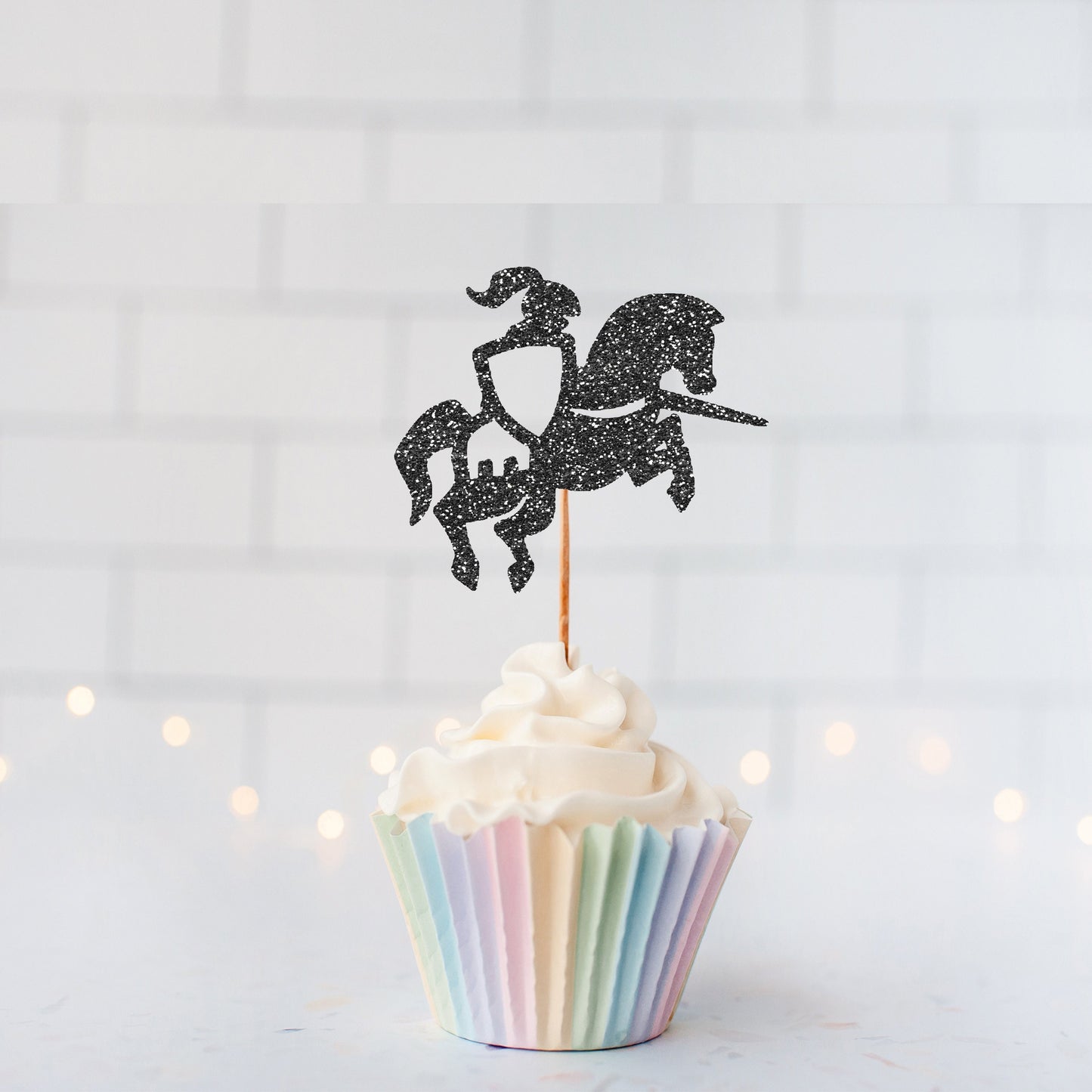 Glitter Knight Cupcake Toppers