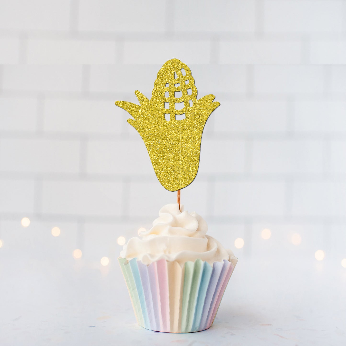 Glitter Corn On The Cob Cupcake Toppers