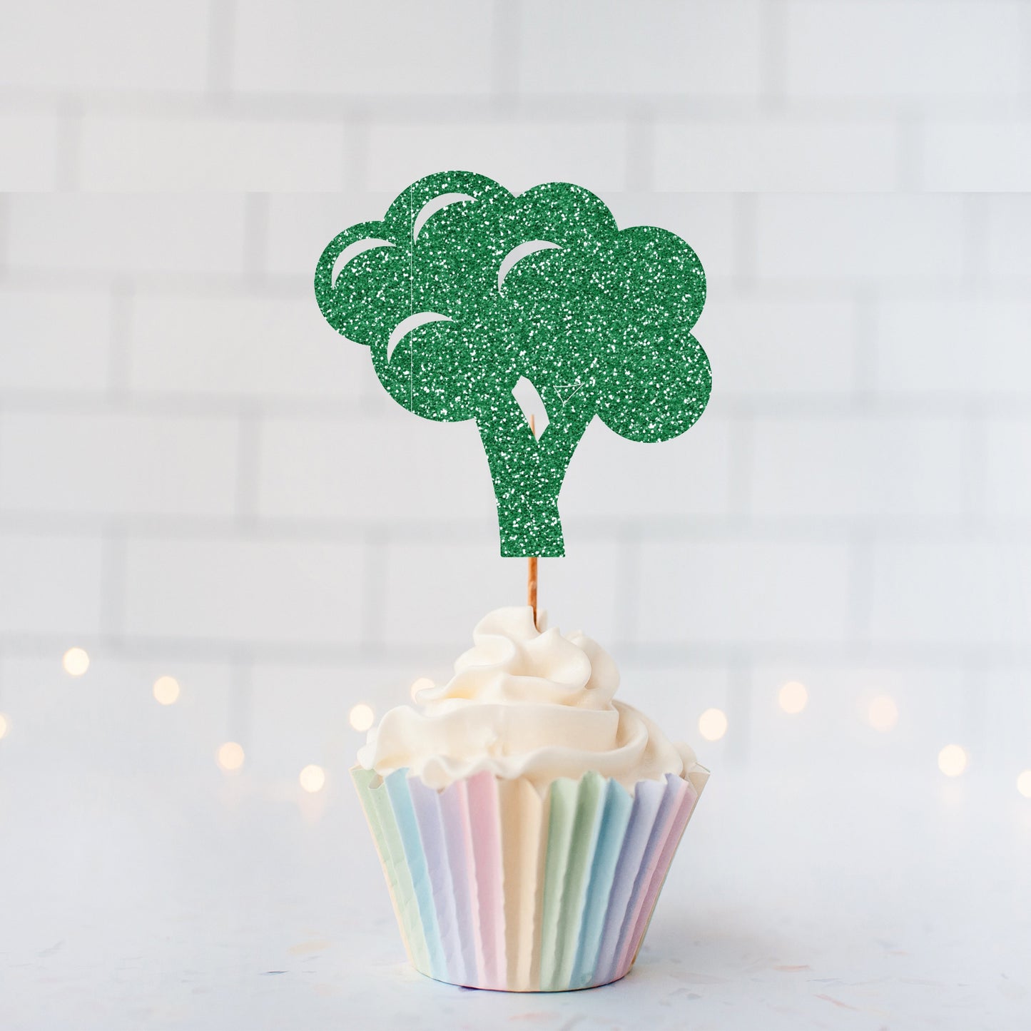 Glitter Broccoli Cupcake Toppers