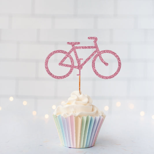 Glitter Bicycle Cupcake Toppers