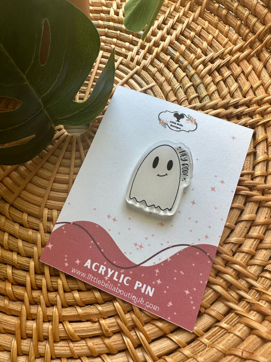 Hey Boo Ghost Acrylic Lapel Pin