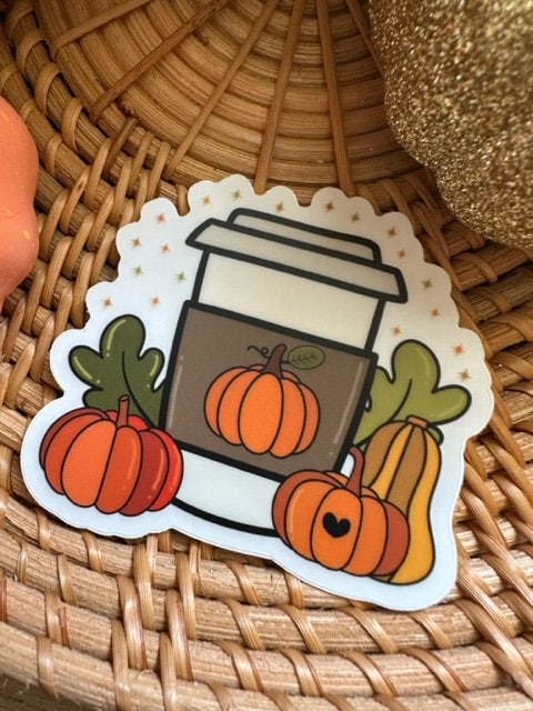 Hot Pumpkin Coffee Vinyl Sticker