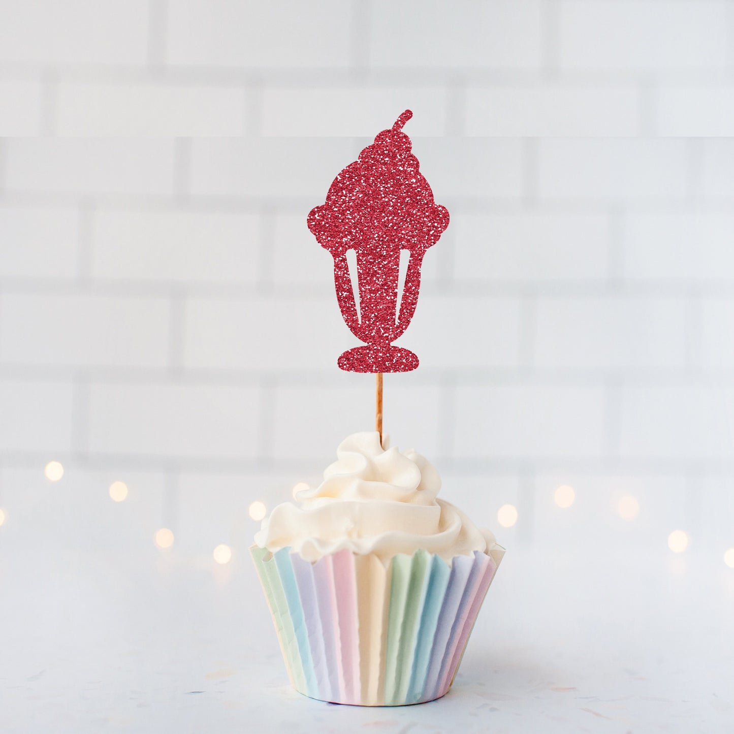 Glitter Ice Cream Sundae Cupcake Toppers