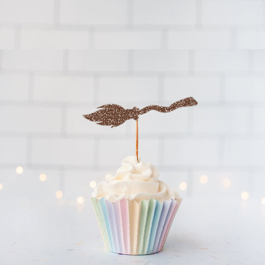 Glitter Wizard Broom Cupcake Toppers