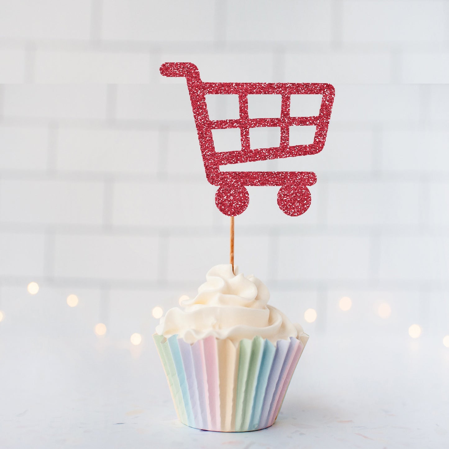 Glitter Shopping Cart Cupcake toppers