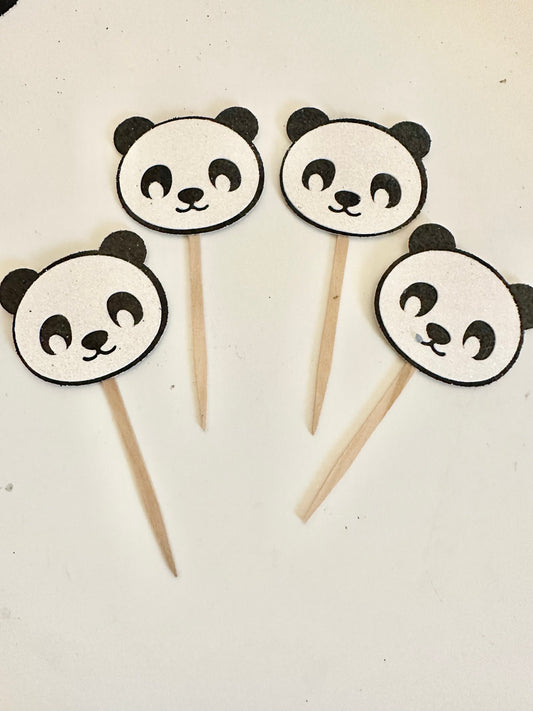 READY TO SHIP Panda Bear Face Cupcake Toppers
