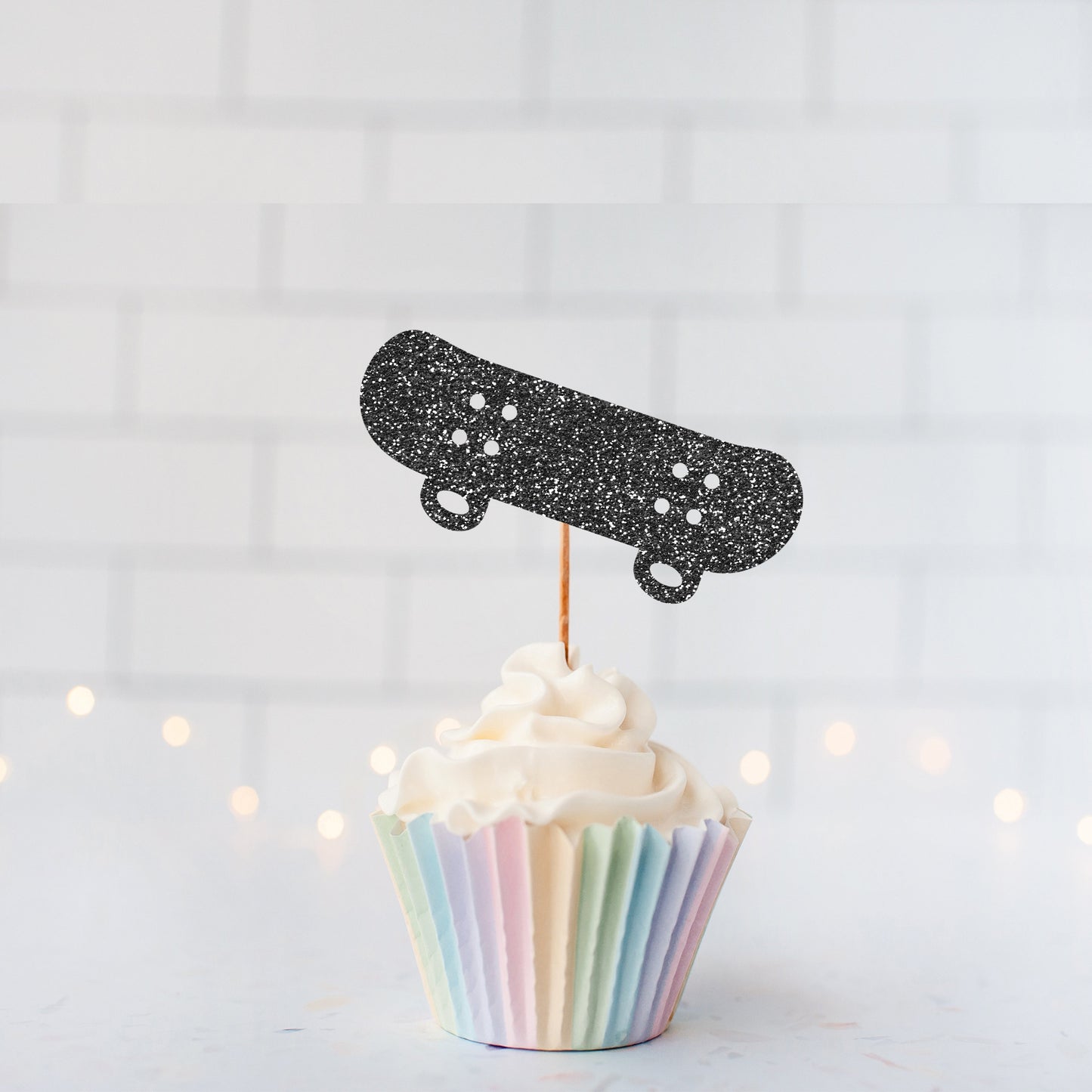 Glitter Skateboard Cupcake Toppers