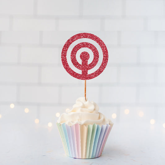 Glitter Target Cupcake toppers